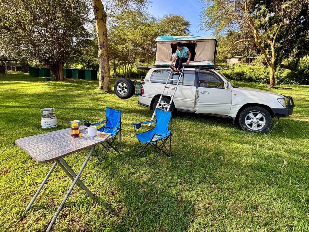 cheap land cruiser v8 for rent in uganda with camping gear