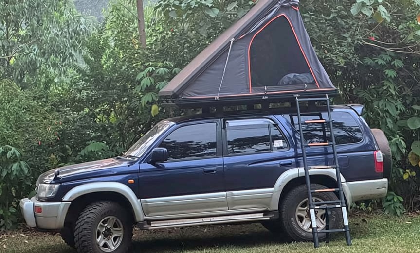 camping gear included in the toyota surf with rooftop tent in uganda