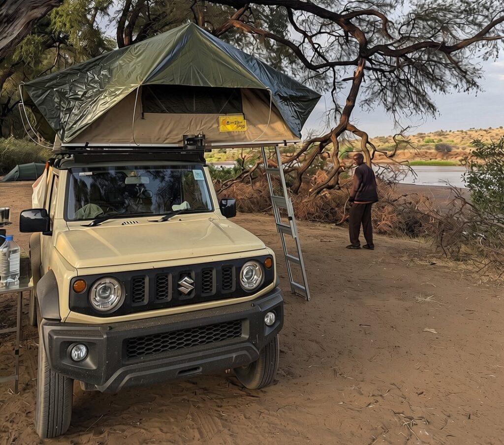 cost of renting a 4x4 Manual Suzuki Jimny with rooftop tent in Uganda