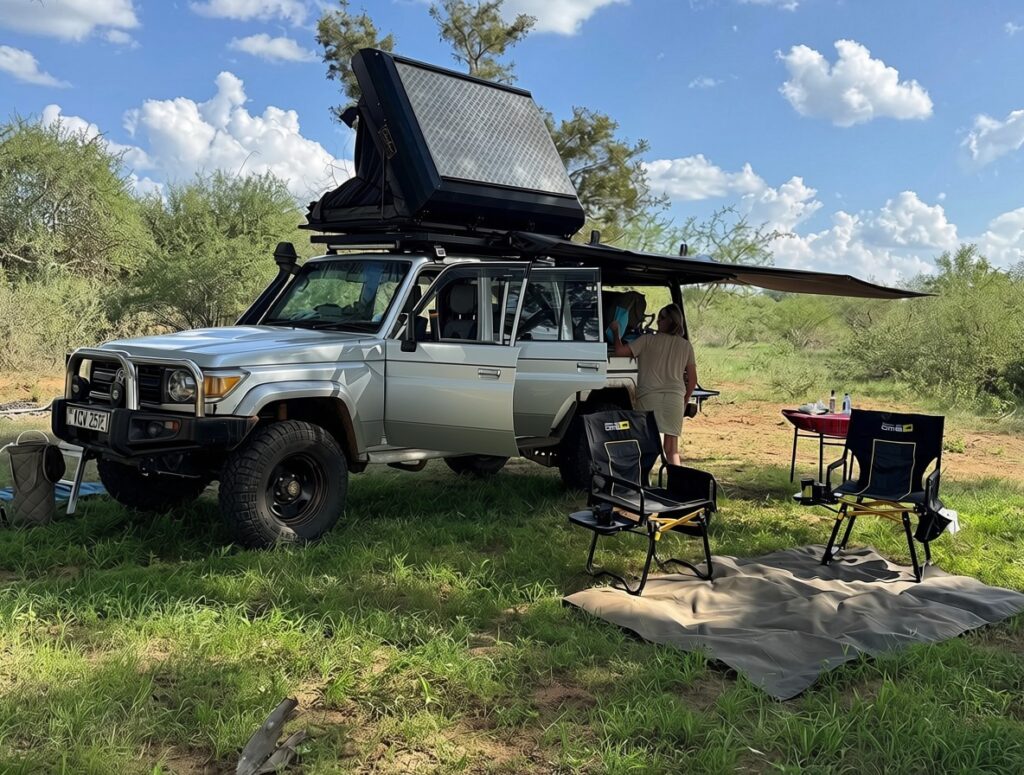 How to setup and packdown a rooftop tent on a land Cruiser Hardtop