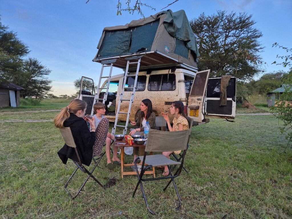 Camping gear inluded in a 4x4 70 Series Land Cruiser Hardtop with rooftop tent