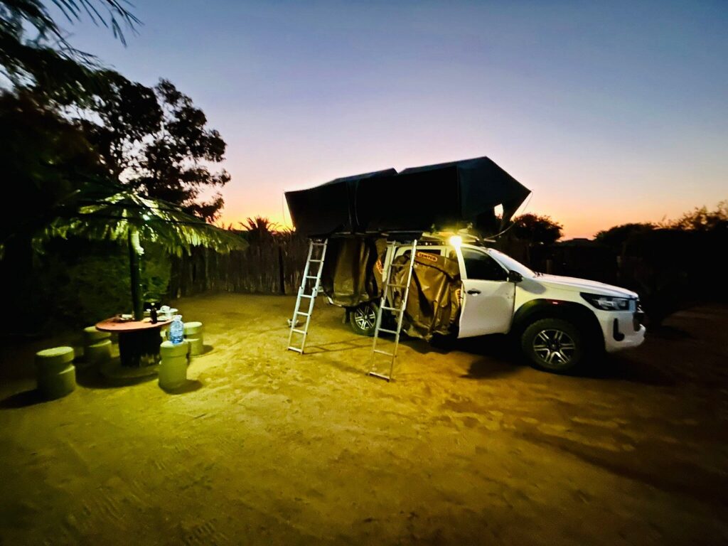 Camping equipment included in the toyota hilux with two rooftop tents in uganda